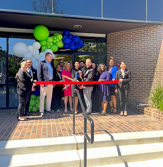 April 11, 2024: Ribbon cutting ceremony in front of the new Woodland Hills WorkSource Center operated by EWDD partner Equus Workforce Solutions