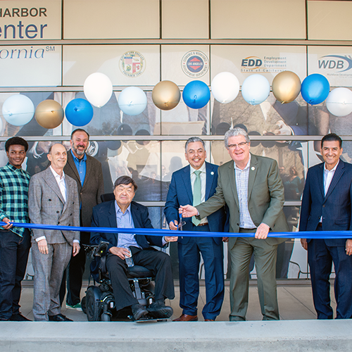 Ribbon cutting at the grand opening of the new Harbor area WorkSource and YouthSource Centers located at LA Harbor College