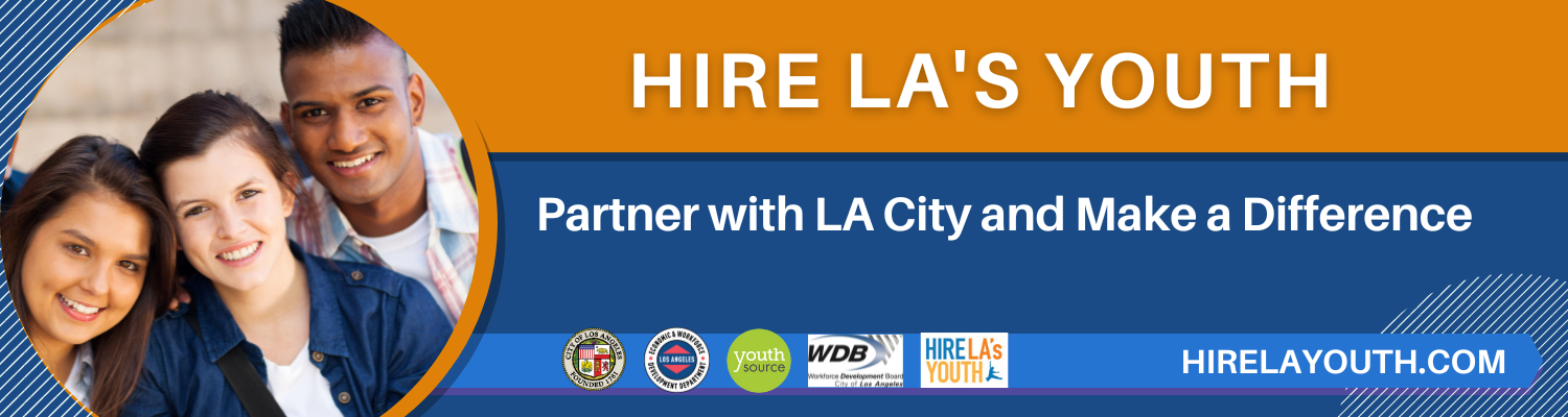 a diverse group of smiling young people representing LA's hireable youth; partnering with Los Angeles and hiring LA's Youth will make a difference to their future, the local economy and your business
